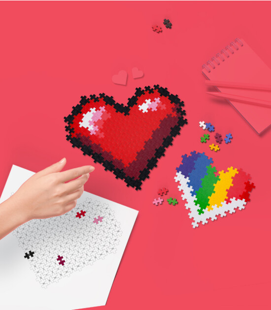 Plus-Plus Puzzle by Number Yaratıcı Blok // Hearts (250 Parça)