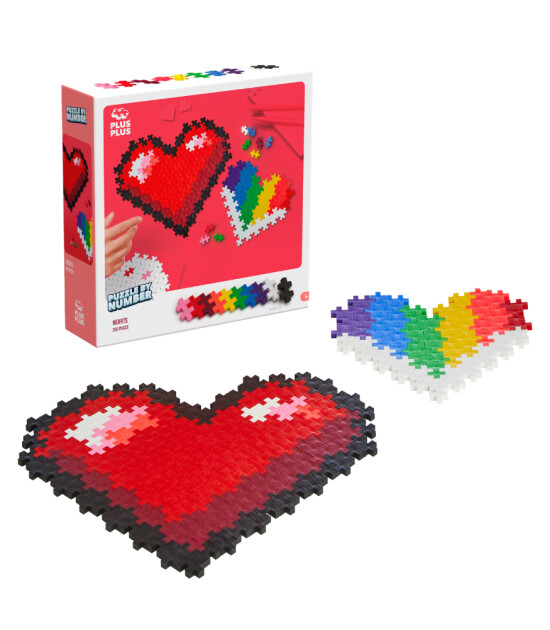 Plus-Plus Puzzle by Number Yaratıcı Blok // Hearts (250 Parça)