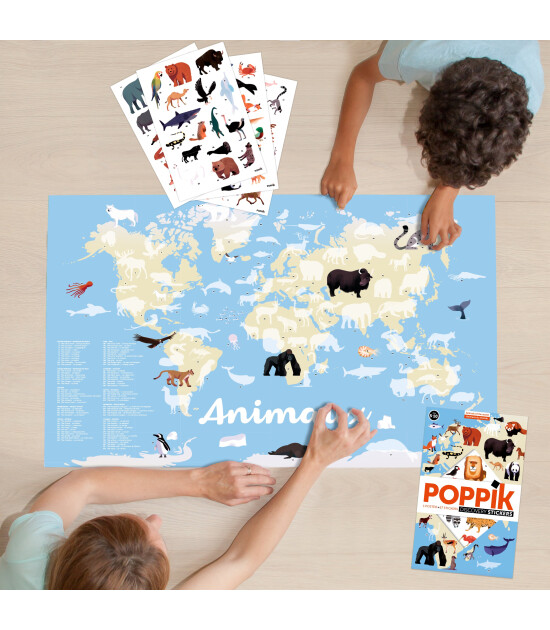 Poppik Discovery Sticker Poster // Animals of The World
