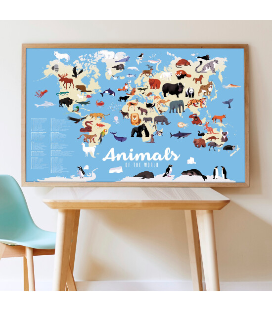 Poppik Discovery Sticker Poster // Animals of The World