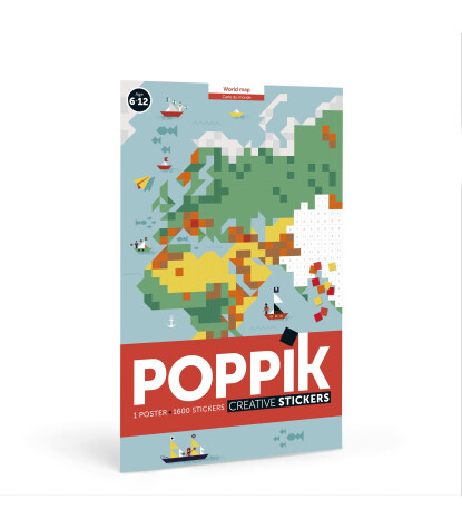 Poppik Creative Pixel Sticker Poster // World Map