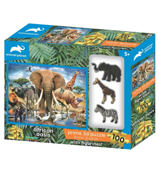 Prime 3D Puzzle Afrika Hayvanları ve Figür Set (100 Parça)