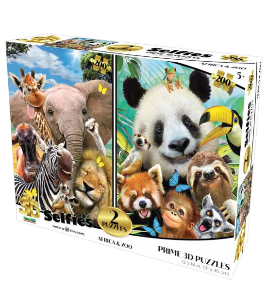 Prime 3D Selfie İkili Puzzle // Afrika Hayvanları Hayvanlar Alemi (200 Parça)