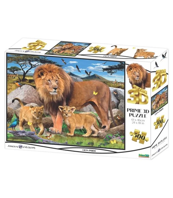 Prime 3D Yetişkin Puzzle 500 Parça // Aslan Ailesi
