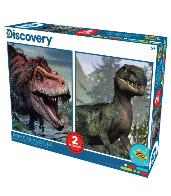 Prime 3D Discovery İkili Puzzle // Tarbosaurus Velociraptor (200 Parça)