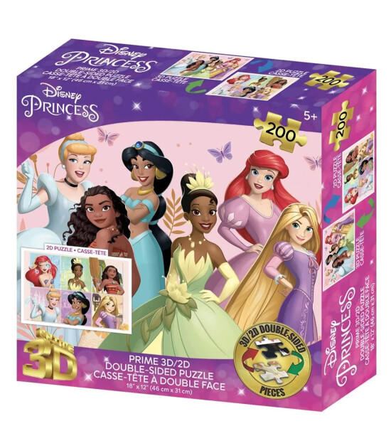 Prime 3D Disney Çift Taraflı Puzzle // Princess (200 Parça)
