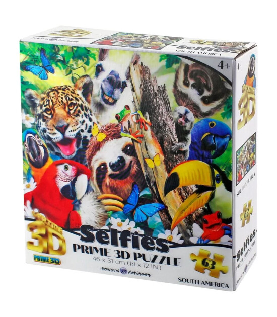 Prime 3D Selfie Puzzle // G&uuml;ney Amerika Hayvanları (63 Par&ccedil;a)