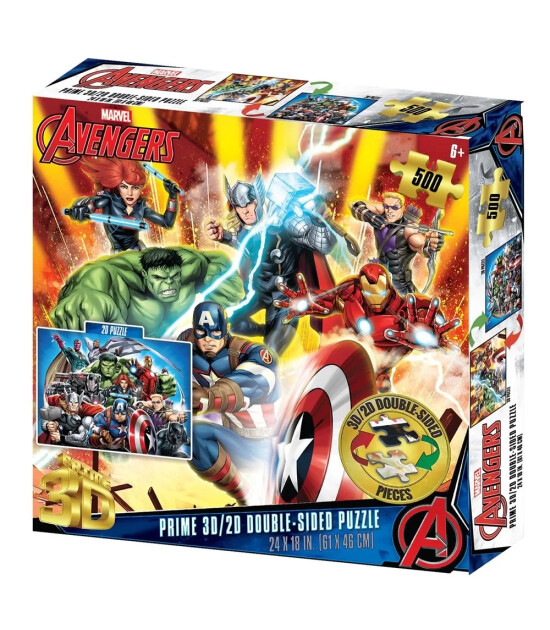 Prime 3D Marvel &Ccedil;ift Taraflı Puzzle // Avengers (500 Par&ccedil;a)