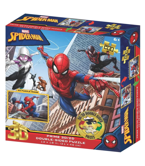 Prime 3D Marvel Çift Taraflı Puzzle // SpiderMan (200 Parça)