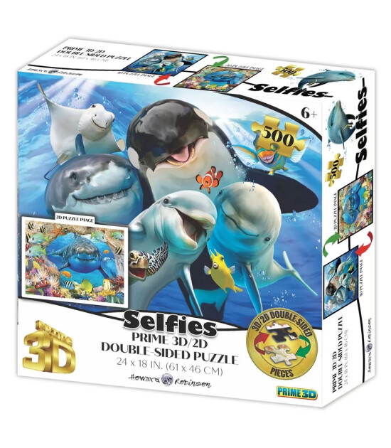 Prime 3D Selfie Çift Taraflı Puzzle // Okyanus Balıkları - Köpekbalığı