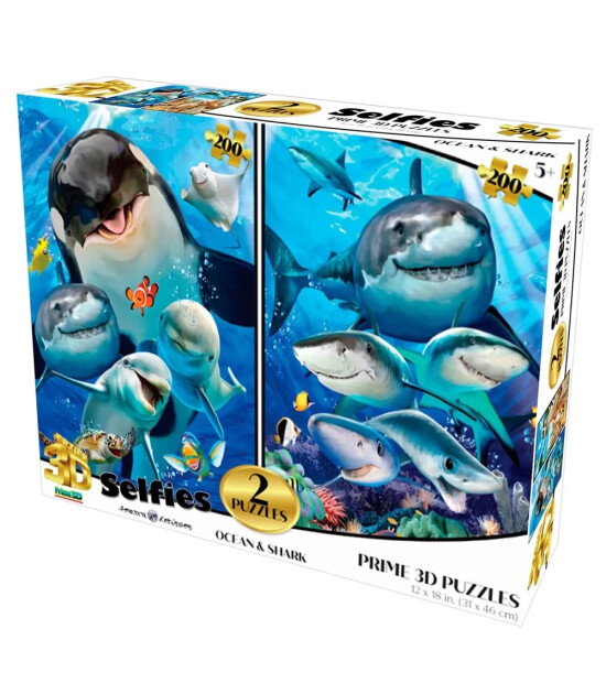 Prime 3D Selfie İkili Puzzle 200 Parça // Okyanus Balıkları