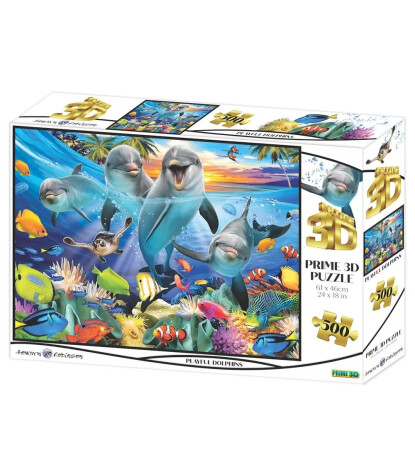 Prime 3D Yetişkin Puzzle // Oyuncu Yunuslar (500 Parça)