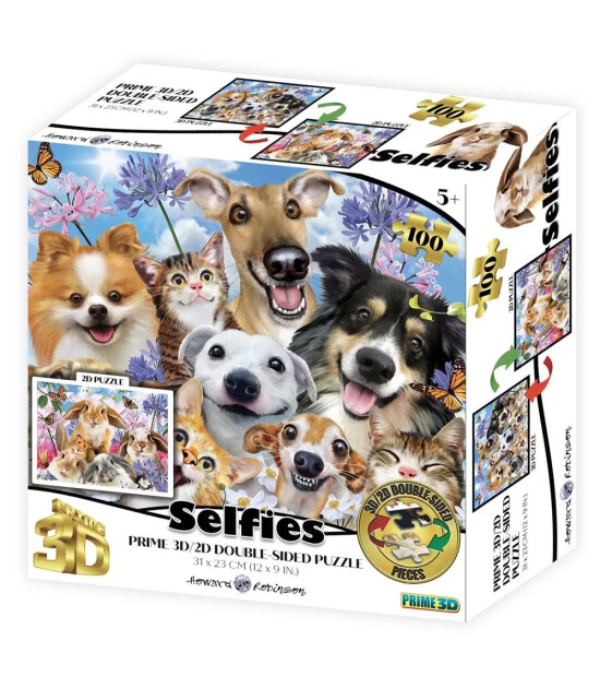 Prime 3D Selfie Çift Taraflı Puzzle // Pet Tavşan (100 Parça)