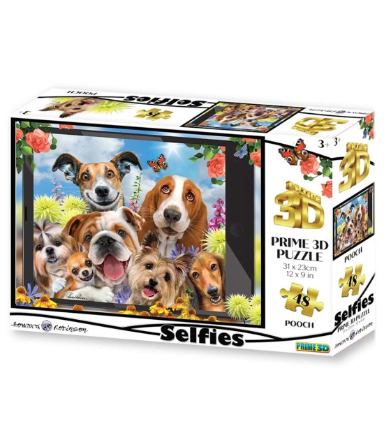 Prime 3D Selfie Puzzle // Sevimli Köpekler (48 Parça)