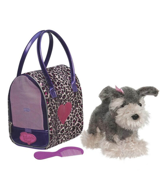 Pucci Pups Çantalı Peluş Köpek (Leopar Desen) // Schnauzer