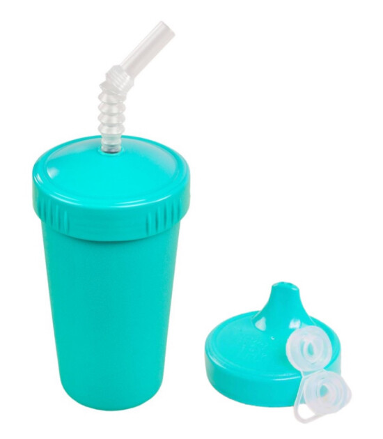 Re-Play Akıtmaz Alıştırma Bardağı Set (Kapak + Pipet) // Su Yeşili