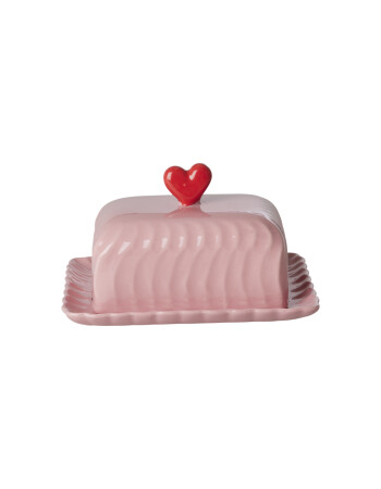 Rice Seramik Tereyağlık - Pembe Kalp