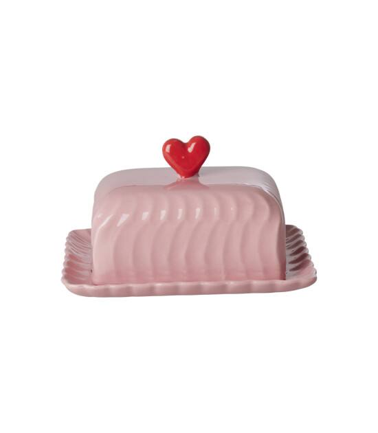 Rice Seramik Tereyağlık - Pembe Kalp