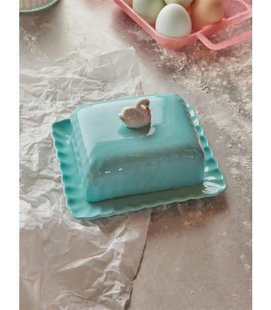 Rice Seramik Tereyağlık - Mavi Kuğu