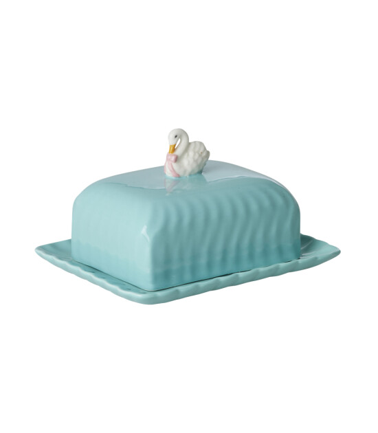 Rice Seramik Tereyağlık - Mavi Kuğu