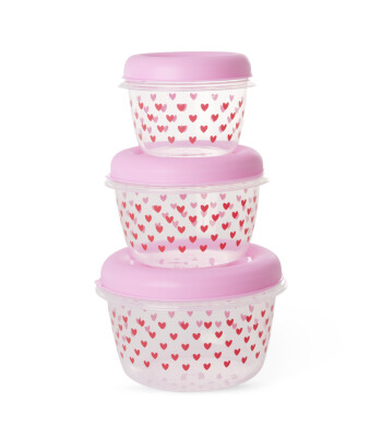 Rice Plastik Saklama Kabı - Pembe Puantiye