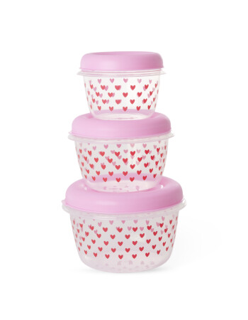 Rice Plastik Saklama Kabı - Pembe Puantiye