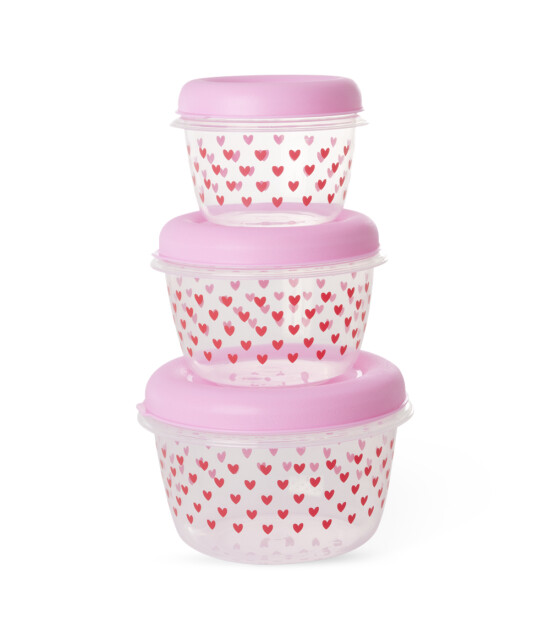 Rice Plastik Saklama Kabı - Pembe Puantiye