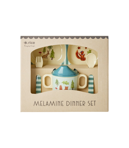 Rice Melamin Çocuk Yemek Seti // Happy Forest - Blue