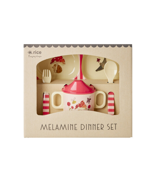 Rice Melamin Çocuk Yemek Seti // Happy Forest - Pink
