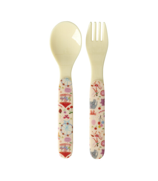 Rice Melamin Çatal & Kaşık Seti // Fun Fair - Pink