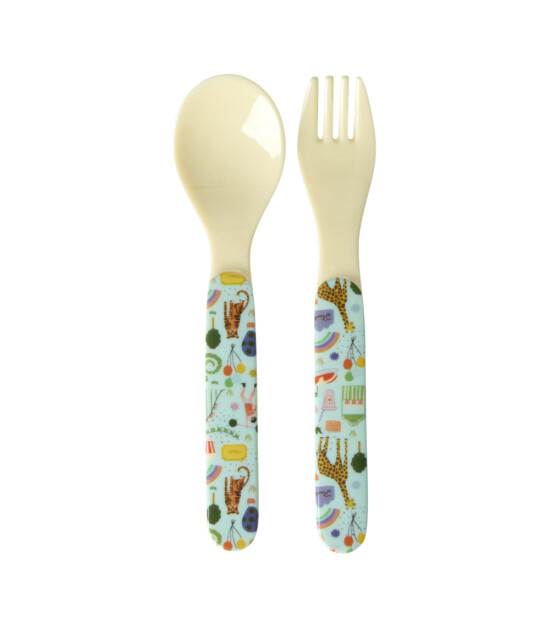 Rice Melamin Çatal & Kaşık Seti // Fun Fair - Green