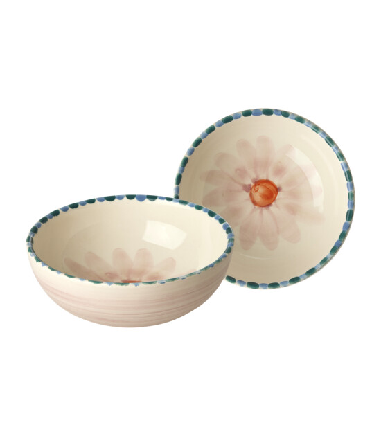 Rice El Yapımı Seramik Kase // Flower - Pink