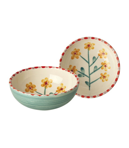 Rice El Yapımı Seramik Kase // Flower - Jade
