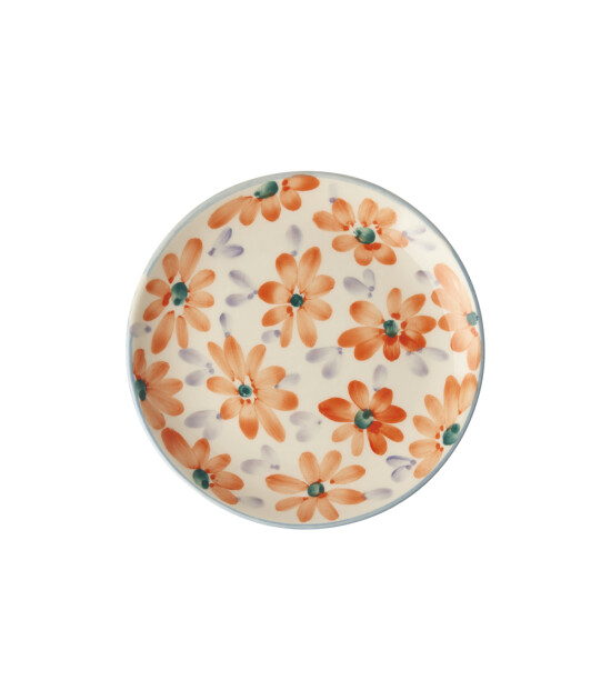Rice El Yapımı Seramik Tatlı Tabağı // Flowers - Orange