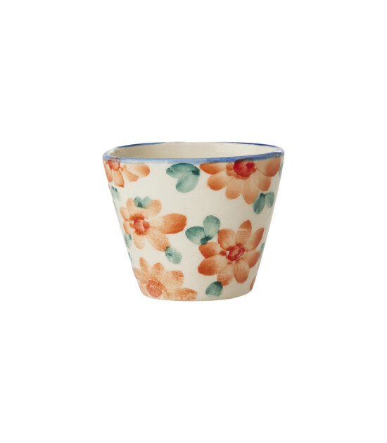 Rice El Yapımı Oval Seramik Espresso Kupa // Vintage Flower