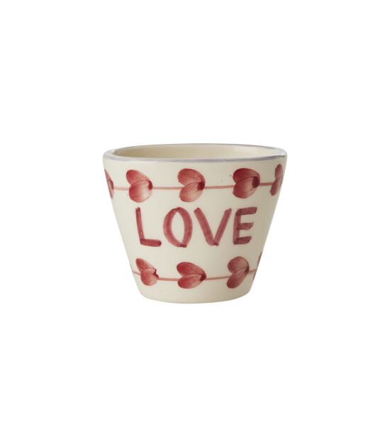 Rice El Yapımı Oval Seramik Espresso Kupa // Love