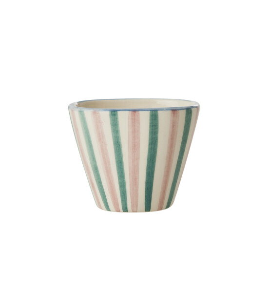 Rice El Yapımı Oval Seramik Espresso Kupa // Stripes