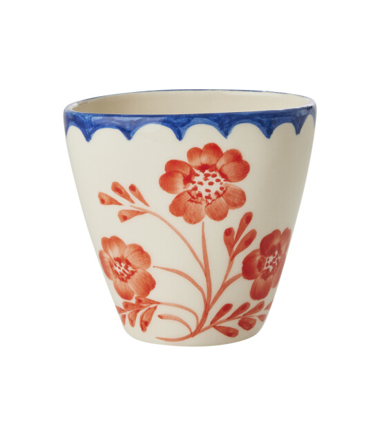 Rice El Yapımı Oval Seramik Kupa // Vintage Flower