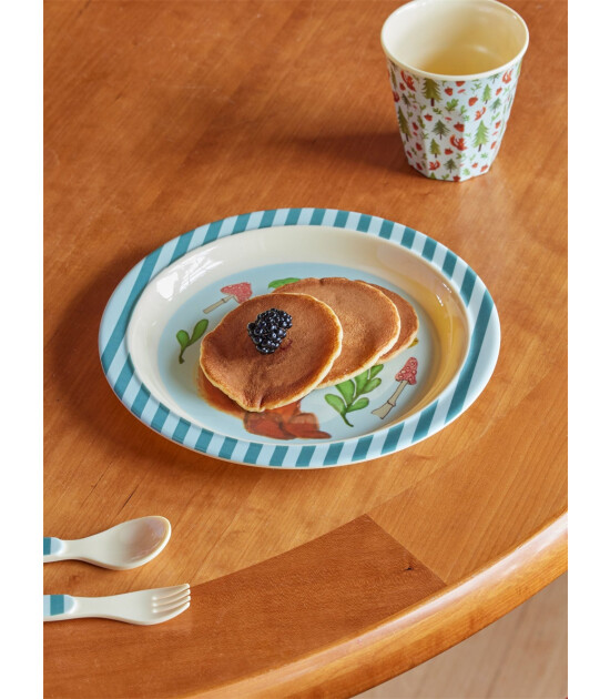 Rice Melamin &Ccedil;ocuk Tabağı // Happy Forest - Blue