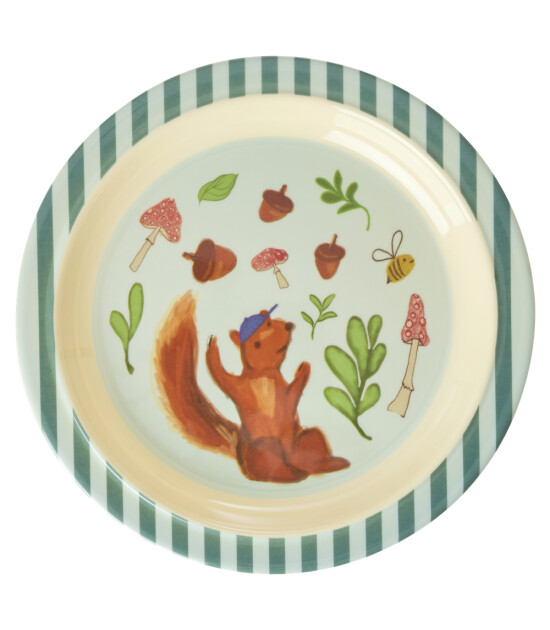 Rice Melamin &Ccedil;ocuk Tabağı // Happy Forest - Blue