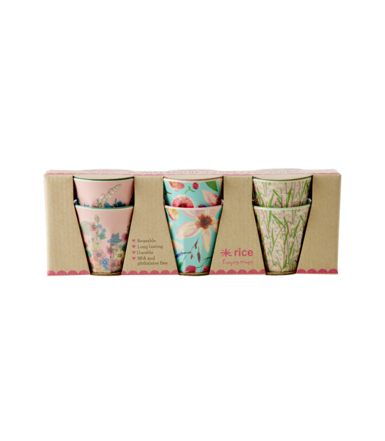 Rice Melamin Espresso Bardak Set (80 ml) // Flowers