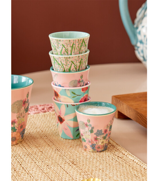 Rice Melamin Espresso Bardak Set (80 ml) // Flowers