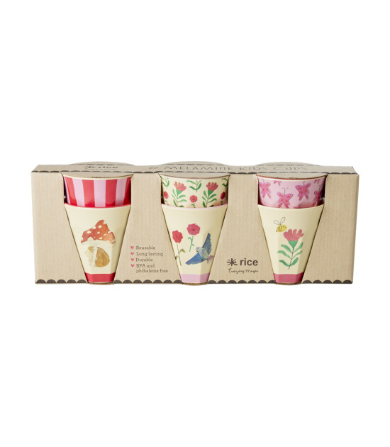 Rice Melamin Bardak Seti (S) // Happy Forest - Pink