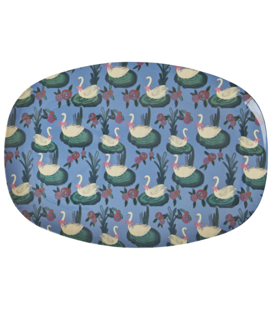 Rice Melamin Dikdörtgen Tepsi Tabak // Swan Lake