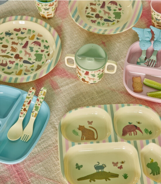 Rice Kids Melamin Bölmeli Tabak // Soft Pink
