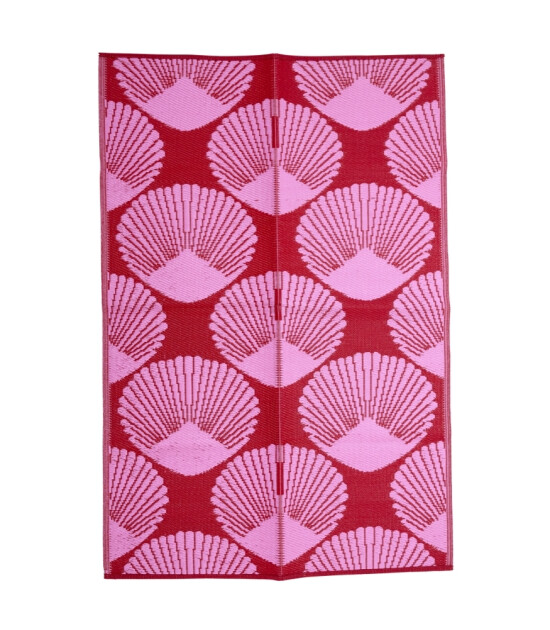 Rice Recycled Geri Dönüşümlü Plastik Halı // Pink and Red Sea Shell Design