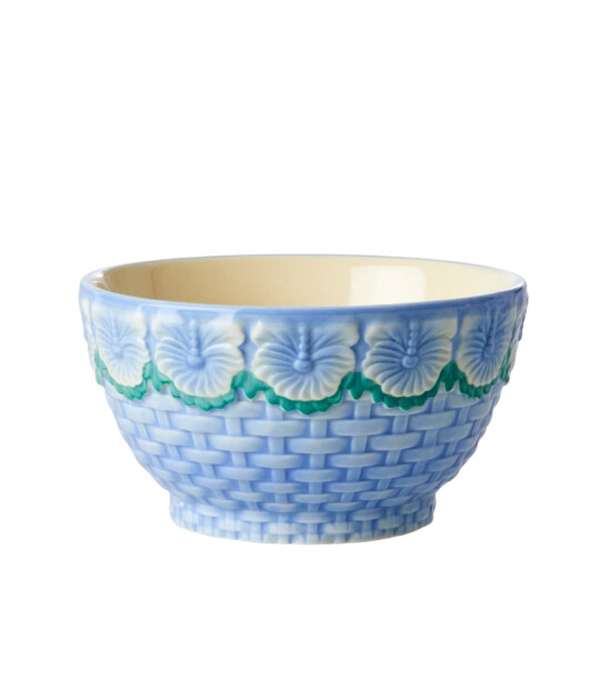Rice Seramik Kase (S) // Embrosses Flower - Blue