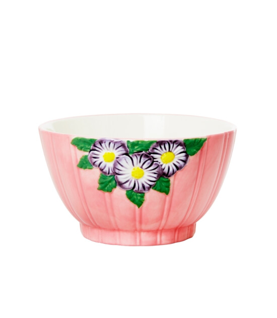 Rice Seramik Kase (S) // Embrosses Flower - Pink