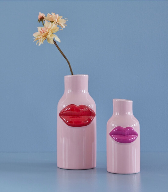Rice Seramik Lips Vazo (L) // Pink - Red