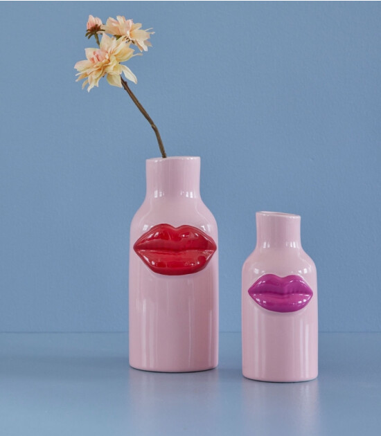 Rice Seramik Lips Vazo (S) // Pink - Fuchsia